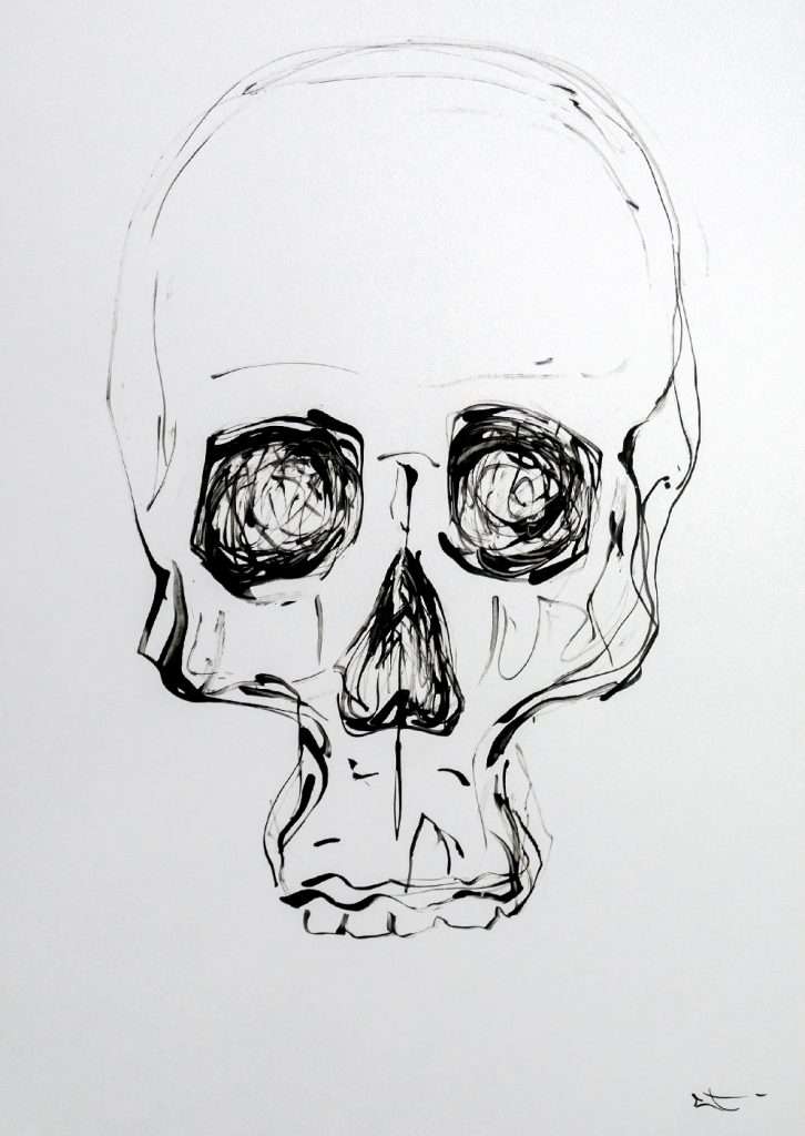 Dessin encre, Crâne