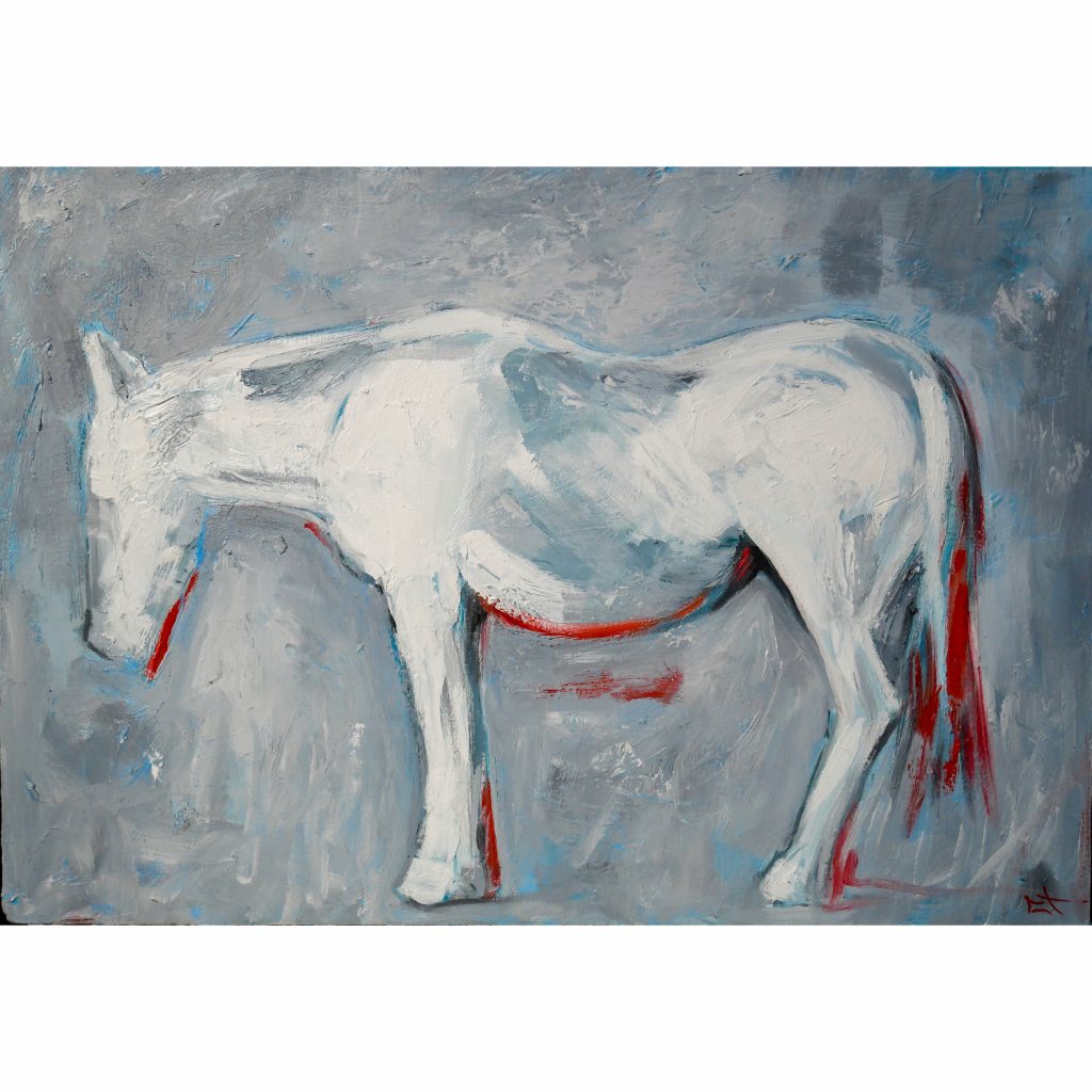 Tableau huile sur toile, Cheval camarguais