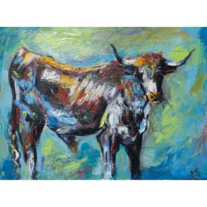 Tableau huile, Taureau camarguais