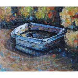 Tableau, Barque abandonnée en Camargue