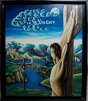 Tableau huile encadré, Les crucifiés