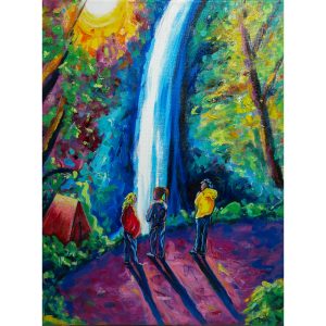 Tableau huile sur toile, Les trois soeurs à la cascade