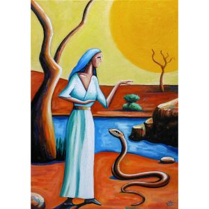 Tableau huile sur toile, La femme au cobra