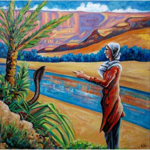 Tableau huile sur toile, La femme au cobra 2