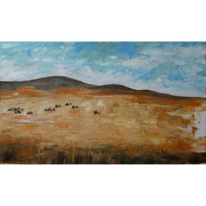 Tableau huile sur toile, Prairie