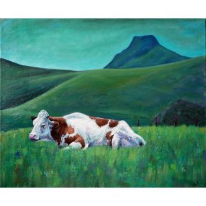 Tableau huile sur toile, Pâturage en Auvergne