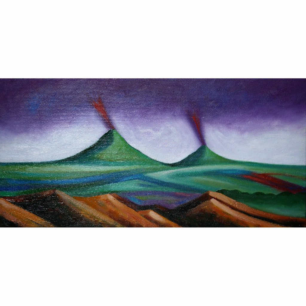 Tableau huile sur toile, Volcans