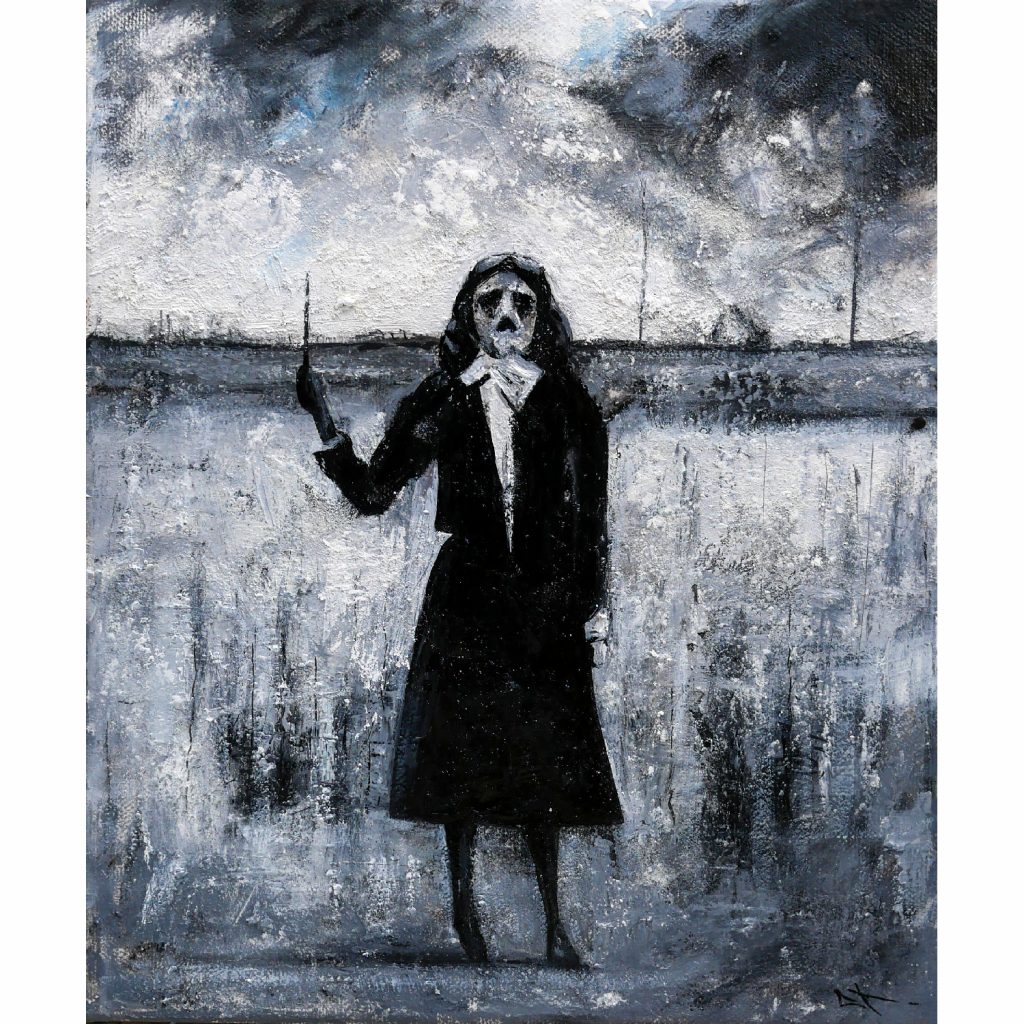 Tableau huile pigments, Jeune sorcière