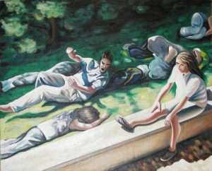 Tableau huile, La sieste interrompue