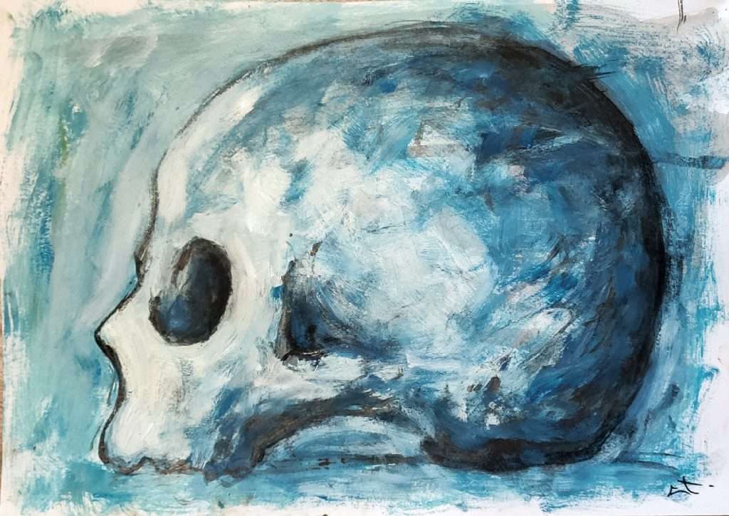 Huile sur papier, Crâne