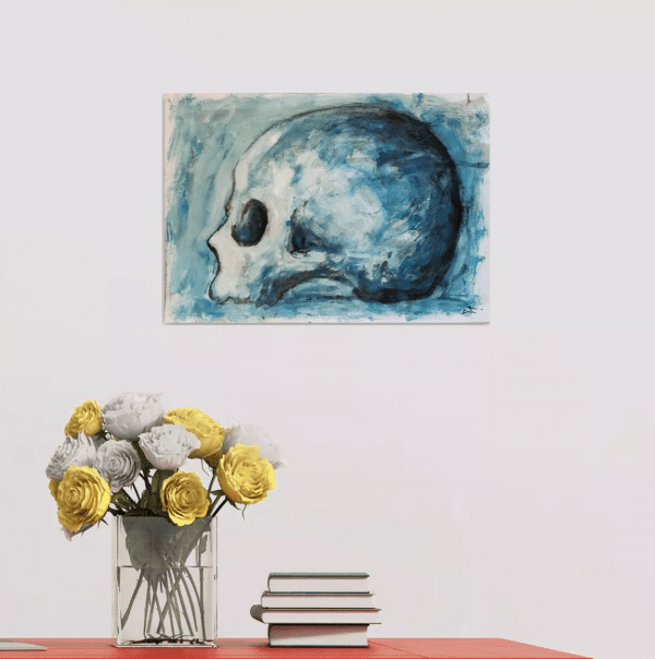 Huile sur papier, Crâne – Image 5