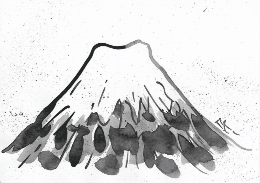 Dessin encre, Mont Fuji