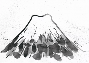 Dessin encre, Mont Fuji