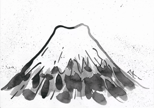 Dessin encre, Mont Fuji