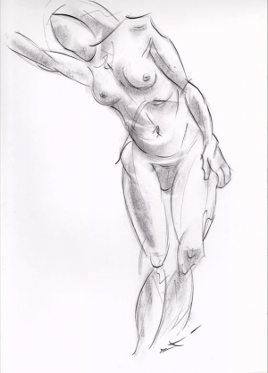 Dessin fusain, Etude de nu féminin