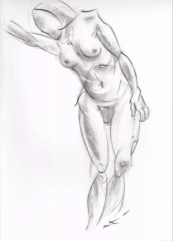Dessin fusain, Etude de nu féminin