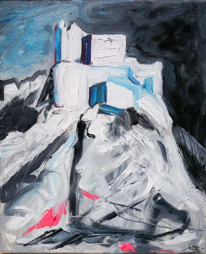 Tableau huile sur toile, Château Cathare