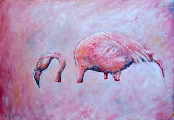 Tableau huile sur toile Flamant rose – Image 3