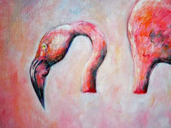 Tableau huile sur toile Flamant rose – Image 2
