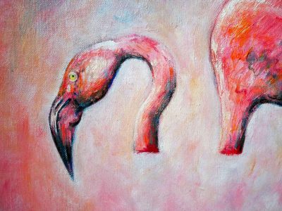 peinture tableau flamant rose par lionel le jeune
