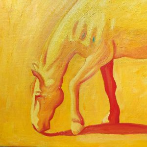 tableau monochrome cheval jaune par Lionel Le Jeune